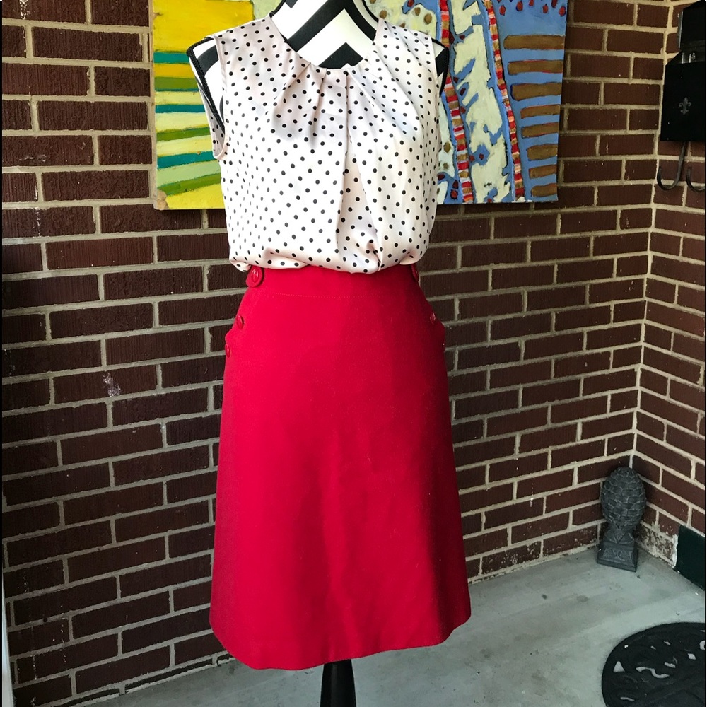 J. Crew Wool Blend dark Red Skirt